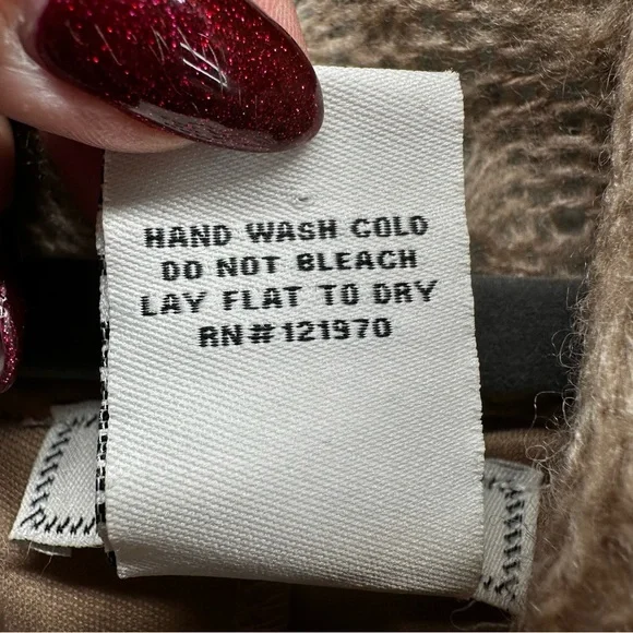 NITT By Flying Tomato Boho Crochet Lace Cowl Neck Tunic Sweater Lined Tan Large - Picture 7 of 11